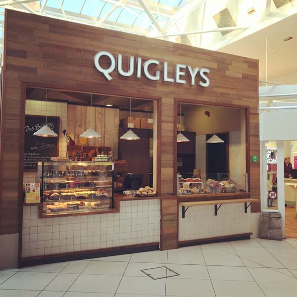 The entrance to and exterior of Quigleys cafe bakery and deli Nutgrove