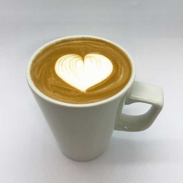 Mocha with coffee art by Quigleys cafe, bakery and deli