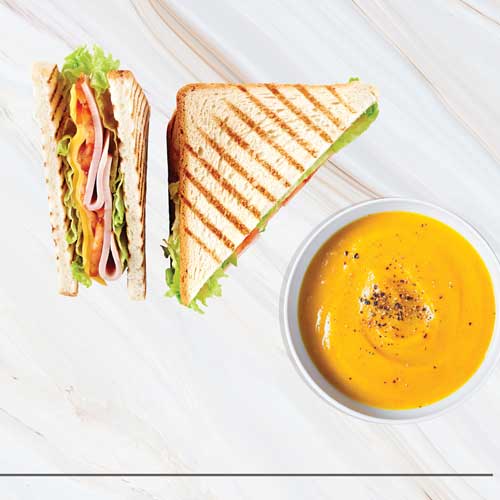 Soup and sandwich combo from Quigleys cafe and deli