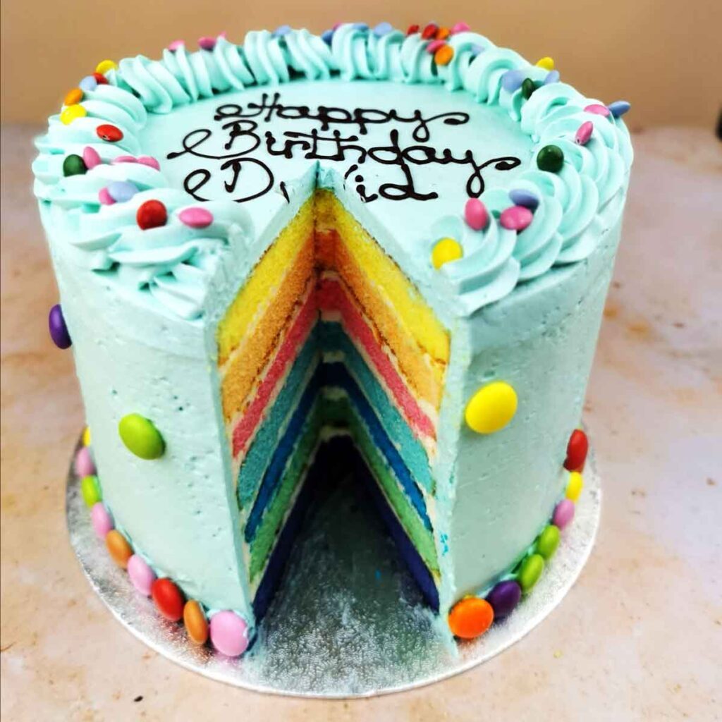 Sky Blue Rainbow Cake - Quigleys