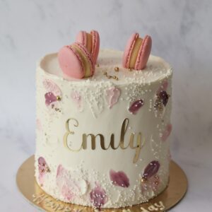 Pink Luxury Personalised Cake with Macarons