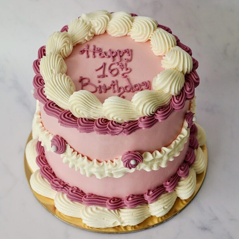 Pink & White Vintage Cake