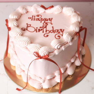 Pink Luxury Vintage Heart Cake (with Red Bows)
