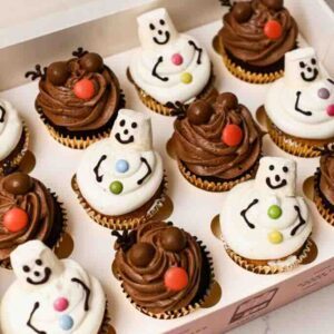 Snowman & Rudolph Cupcakes