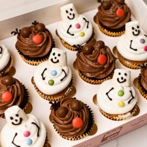 Snowman & Rudolph Cupcakes